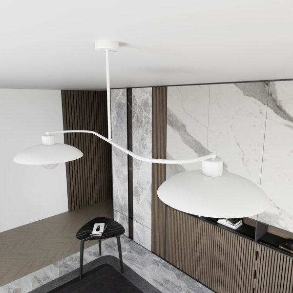 Weiße Deckenlampe 2-flammig Zeitlos E27 L:100 cm Metall