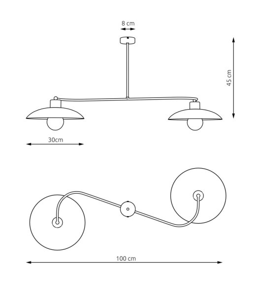 Weiße Deckenlampe 2-flammig Zeitlos E27 L:100 cm Metall