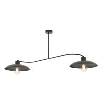 Deckenleuchte 2-flammig Schwarz Metall E27 L:100 cm