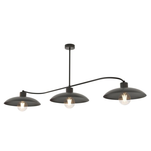 Deckenlampe 3-flammig Schwarz Metall E27 L:113 cm
