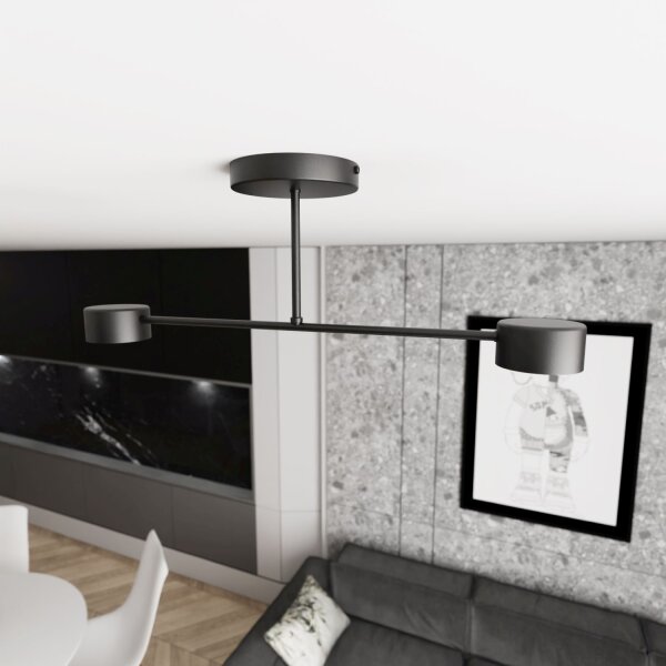 Schwarze Deckenlampe Metall GX53 2-flammig akzentuiert