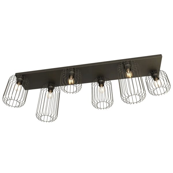 Metall Deckenlampe Schwarz L:115 cm Retro E27 6-flammig