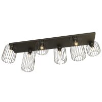 Metall Deckenlampe Schwarz L:115 cm Retro E27 6-flammig
