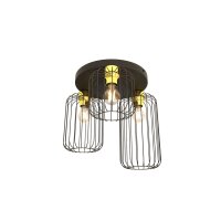 Deckenleuchte Retro Schwarz Gold E27 3-flmg Ø30 cm...