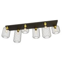 Gro&szlig;e Deckenlampe Metall 115 cm Schwarz Gold E27 Retro