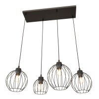 Metall H&auml;ngelampe E27 Schwarz 4-flammig L:70 cm lang