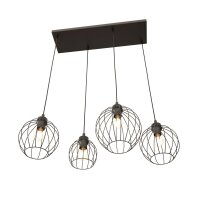 Metall Hängelampe E27 Schwarz 4-flammig L:70 cm lang