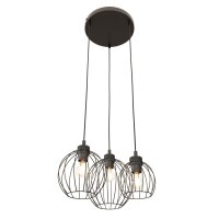 Metall H&auml;ngelampe E27 3-flammig B:30 cm rund Schwarz