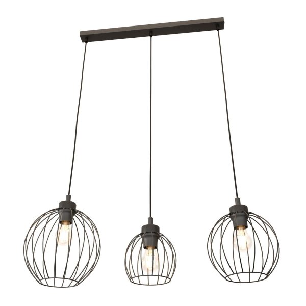 Lange Pendelleuchte Draht E27 L:77 cm Metall Schwarz