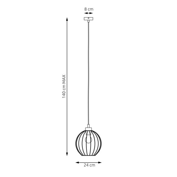 Runde Hängelampe Schwarz Metall E27 Ø24 cm Drahtschirm