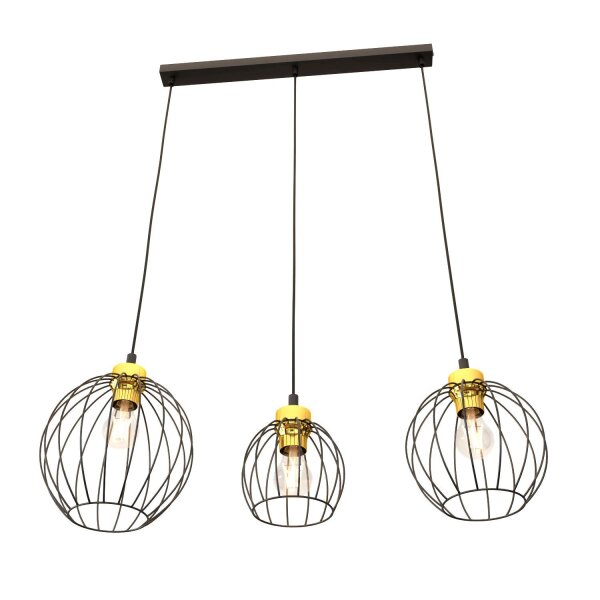 Lange Hängelampe Schwarz Gold L:77 cm elegant stilvoll
