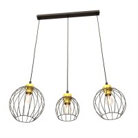 Lange H&auml;ngelampe Schwarz Gold L:77 cm elegant stilvoll