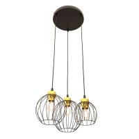 Runde Pendelleuchte Schwarz Gold 3-flammig E27 elegant
