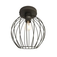 Deckenlampe E27 Metall Drahtschirm &Oslash;24 cm rund Schwarz