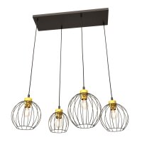 L&auml;ngliche H&auml;ngelampe Schwarz Gold L:83 cm E27 stilvoll