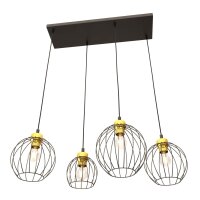 Längliche Hängelampe Schwarz Gold L:83 cm E27...