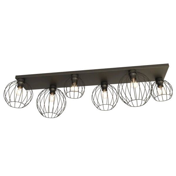 Deckenleuchte Schwarz Draht E27 6-flammig 115 cm Retro