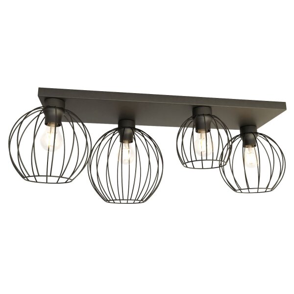 Deckenlampe Retro Schwarz Draht E27 3-flmg 70 cm lang