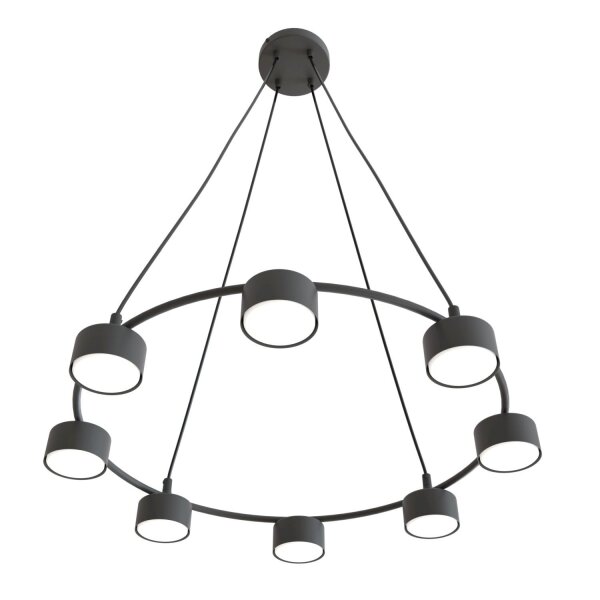 Schwarze Hängelampe 8-flammig akzentuiert L:64 cm GX53