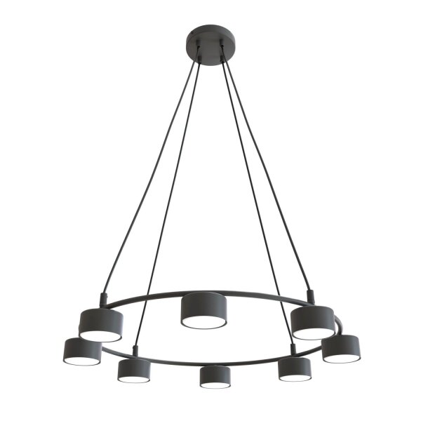 Schwarze Hängelampe 8-flammig akzentuiert L:64 cm GX53