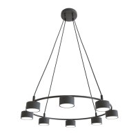 Schwarze Hängelampe 8-flammig akzentuiert L:64 cm GX53