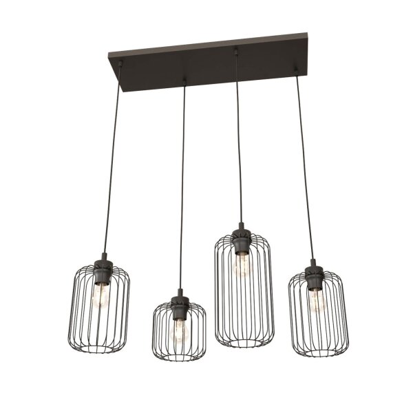 Dekorative Hängelampe Schwarz Metall 70 cm 4-flammig