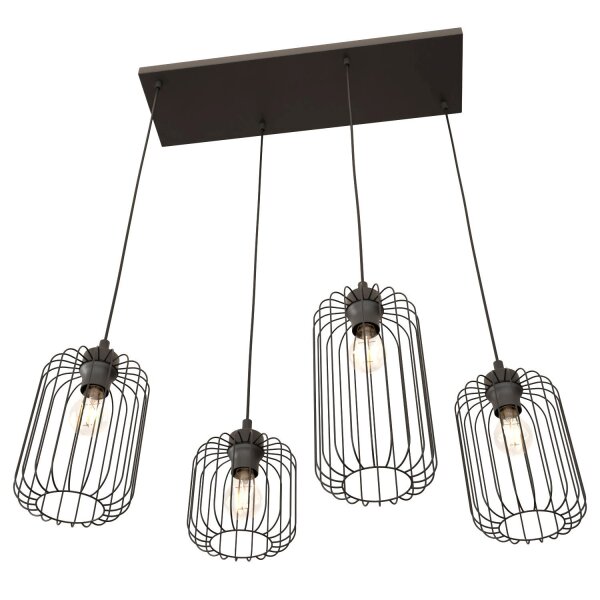 Dekorative Hängelampe Schwarz Metall 70 cm 4-flammig