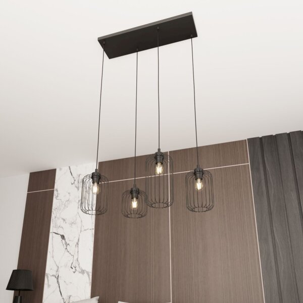 Dekorative Hängelampe Schwarz Metall 70 cm 4-flammig