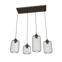 Dekorative H&auml;ngelampe Schwarz Metall 70 cm 4-flammig