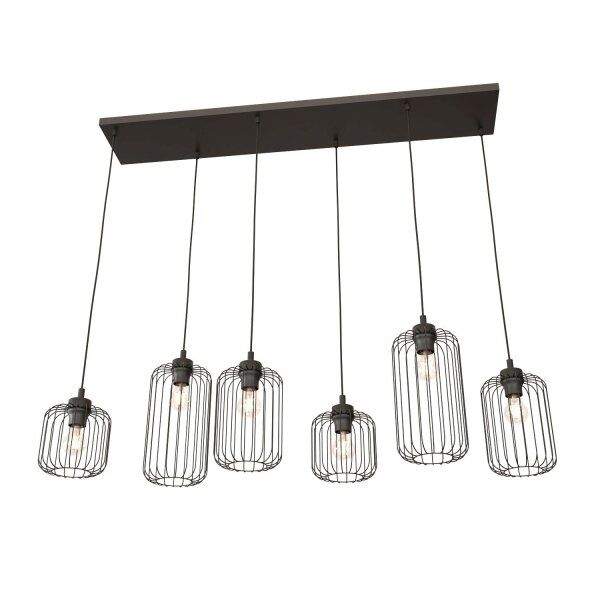 Metall Pendelleuchte Schwarz 115 cm 6-flammig dekorativ