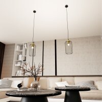 Stylische Pendelleuchte Schwarz Gold Metall E27 B:16 cm