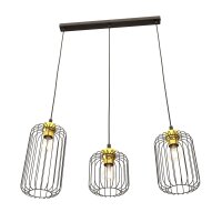 Elegante H&auml;ngelampe Schwarz Gold Metall E27 L:40 cm