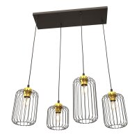Pendelleuchte Metall E27 70 cm lang Retro Schwarz Gold
