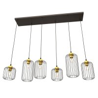 H&auml;ngelampe Metall E27 115 cm lang stilvoll Schwarz Gold