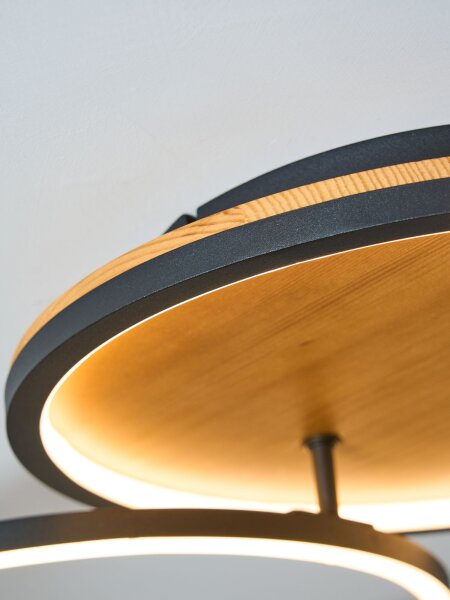 LED Deckenlampe Natur Schwarz Weiß L:87,4 cm 3000 W
