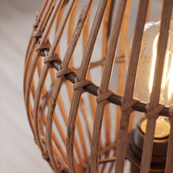 Boho Stehlampe Bambus Metall Schwarz E27 110 cm 4-flmg