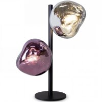 Tischlampe Glas Weiß Lila verspiegelt E14 2-flmg 40 cm