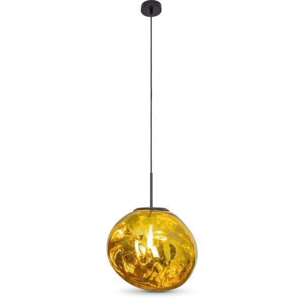 Hängelampe Glas Gelb Metall E27 Ø36 cm verspiegelt
