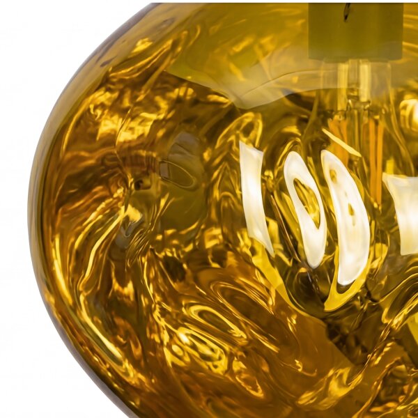 Hängelampe Glas Gelb Metall E27 Ø36 cm verspiegelt