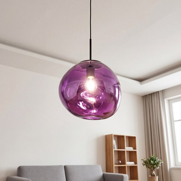 Pendelleuchte Glas Lila Metall E27 Ø36 cm verspiegelt