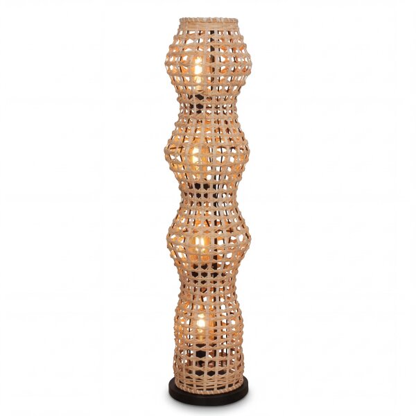 Boho Stehlampe Rattan Korb Metall E27 4-flammig 111 cm