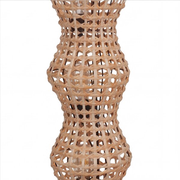Boho Stehlampe Rattan Korb Metall E27 4-flammig 111 cm