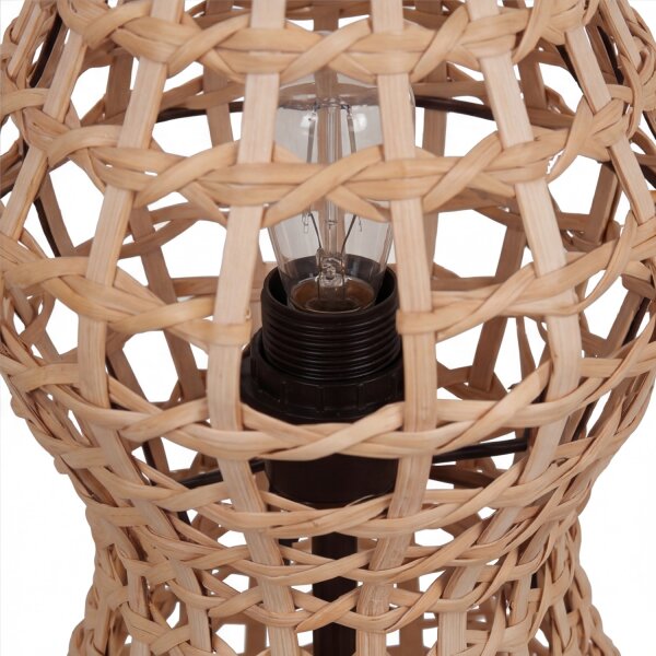 Boho Stehlampe Rattan Korb Metall E27 4-flammig 111 cm