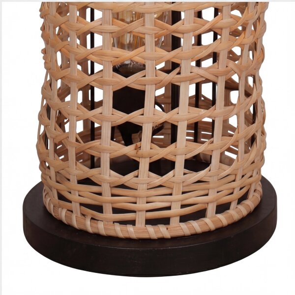Boho Stehlampe Rattan Korb Metall E27 4-flammig 111 cm