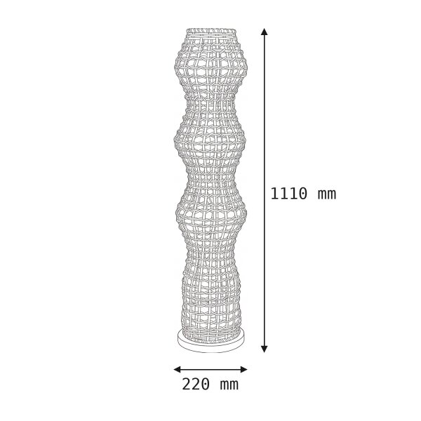 Boho Stehlampe Rattan Korb Metall E27 4-flammig 111 cm