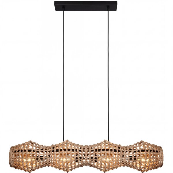 Pendelleuchte Boho Rattan Metall E27 4-flammig 107 cm