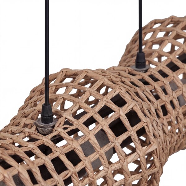 Pendelleuchte Boho Rattan Metall E27 4-flammig 107 cm