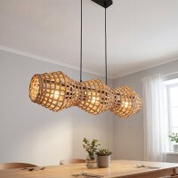 Hängelampe Boho Rattan Metall E27 3-flammig 80cm lang
