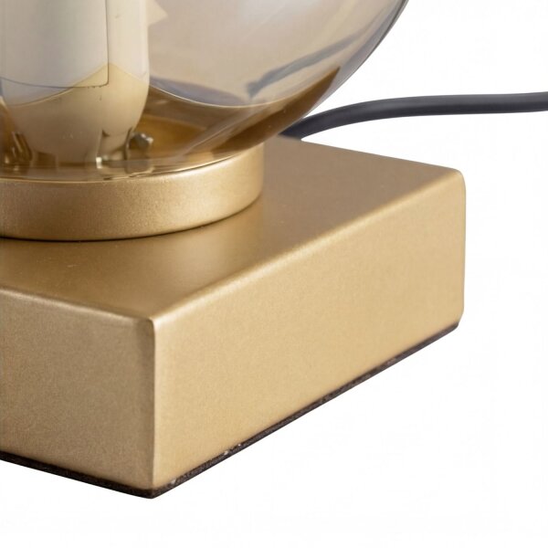 Tischlampe Gold Bernstein Metall Glas Kugel E14 17,5 cm
