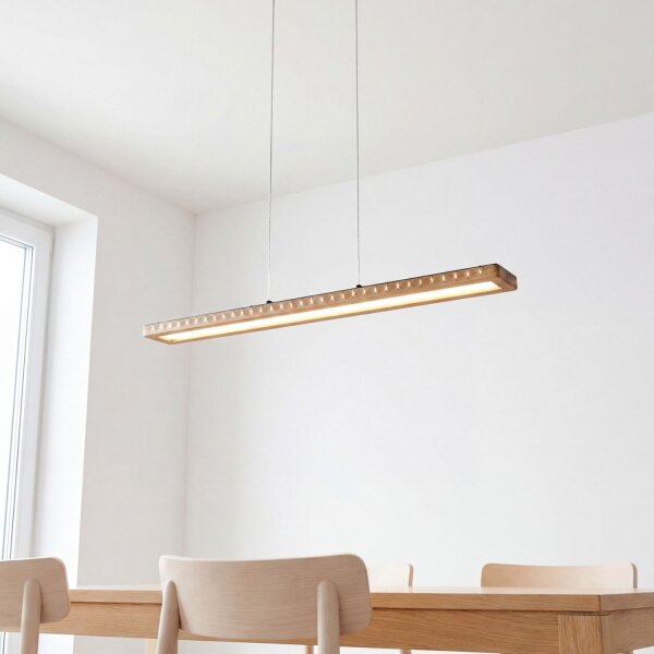 LED Pendelleuchte dimmbar Holz Aluminium 70 cm 3000 K